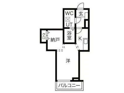 メリディアン多賀城笠神壱番館(1SK/2階)の間取り写真