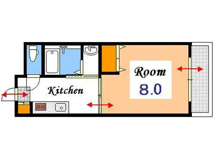 パディー南方(1DK/3階)の間取り写真