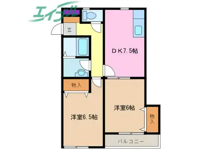 EM・HEALTHY VILLA 松本台セントラル(2DK/2階)の間取り写真