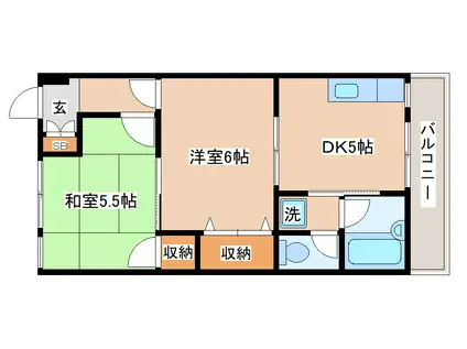 高丸マンション(2DK/3階)の間取り写真