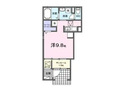 アクート A(ワンルーム/1階)の間取り写真