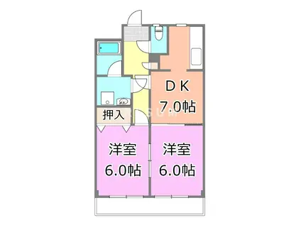 YKハウス稲毛東(2DK/4階)の間取り写真