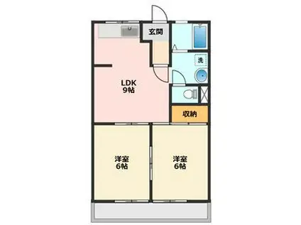 アメニティパークA(2DK/2階)の間取り写真