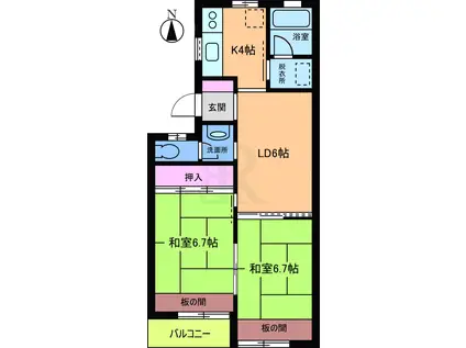 セルティア鴨志田(2LDK/2階)の間取り写真