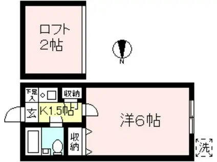 カーム玉川学園(1K/1階)の間取り写真