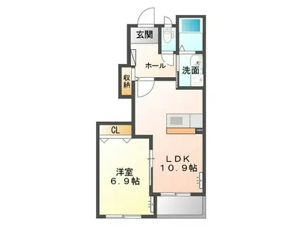 ANGE MACARON(1LDK/1階)の間取り写真