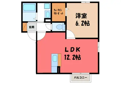 グランメール桜町 E(1LDK/2階)の間取り写真