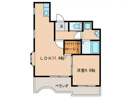 オラシオン警固(1LDK/4階)の間取り写真