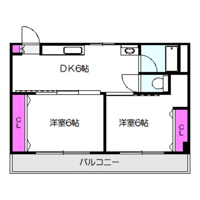 シャンピア片町(2DK/7階)の間取り写真