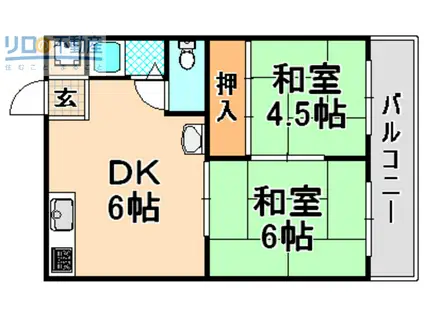 友清ハイツ(2DK/1階)の間取り写真