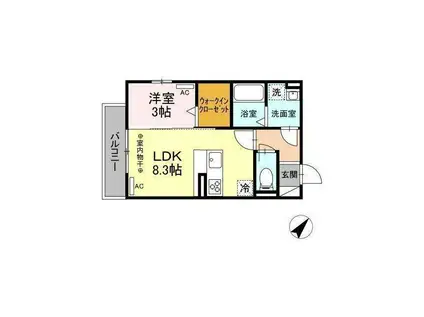 ヴィアルCITY市道(1LDK/2階)の間取り写真