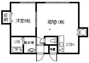 シャロム(1LDK/2階)の間取り写真