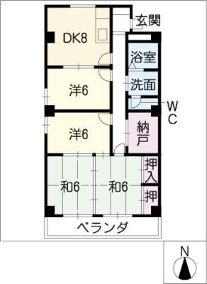 毛利コーポ2(4DK/2階)の間取り写真