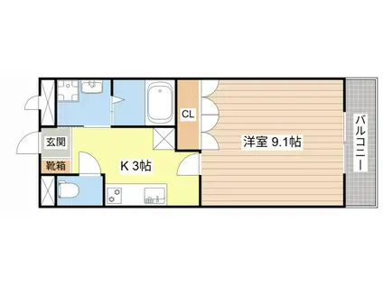 ピア・BELL(1K/2階)の間取り写真