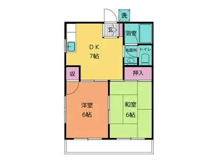 カーサシマダ(2DK/1階)の間取り写真