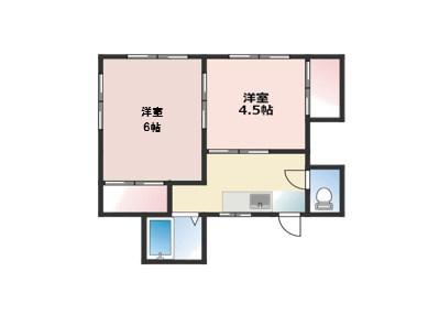 横須賀グリーンベース南棟(2K/1階)の間取り写真