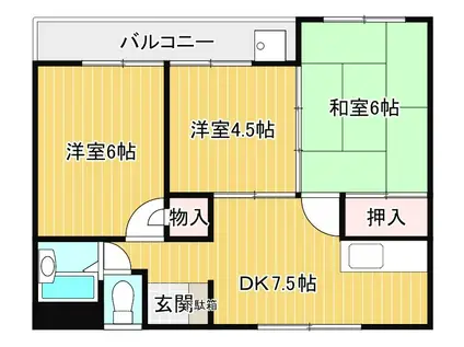 ガーデン・ビラ・マツオカ(3DK/3階)の間取り写真