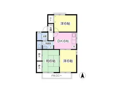 ロイヤルパークA(3DK/1階)の間取り写真