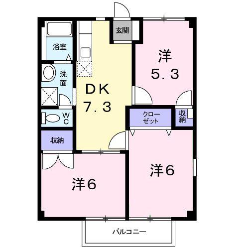 アンプルール稲田(3DK/1階)の間取り写真