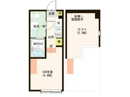 ハーモニーテラス東四つ木V(ワンルーム/1階)の間取り写真