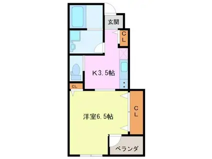MITTE B(1K/1階)の間取り写真