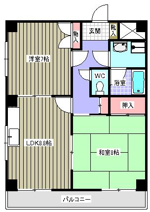 エスポワール新潟(2DK/3階)の間取り写真