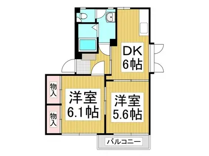 ベルメゾン徳間 B(2DK/1階)の間取り写真