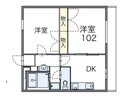 レオパレスBUNGA RAYA DUA(2DK/2階)の間取り写真