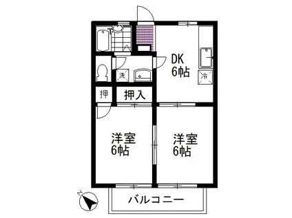 ハイム森谷(2DK/1階)の間取り写真