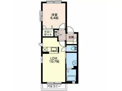 ベル・シャンブル(1LDK/2階)の間取り写真