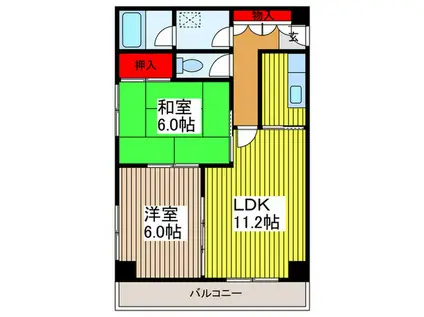 第五福原ビル(2LDK/7階)の間取り写真