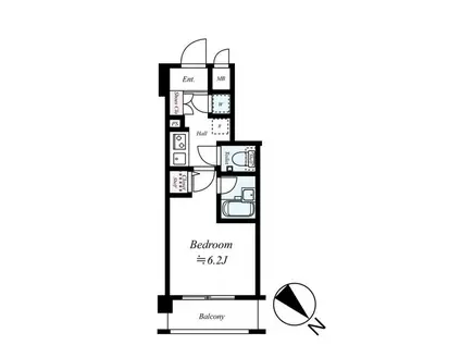 キャパシタス中野(1K/5階)の間取り写真