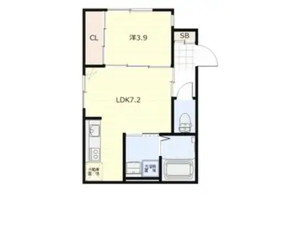 ＪＲ函館本線 手稲駅 徒歩7分 4階建 築1年(1LDK/2階)の間取り写真