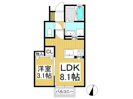 ヴァンヴェール千曲(1LDK/1階)の間取り写真