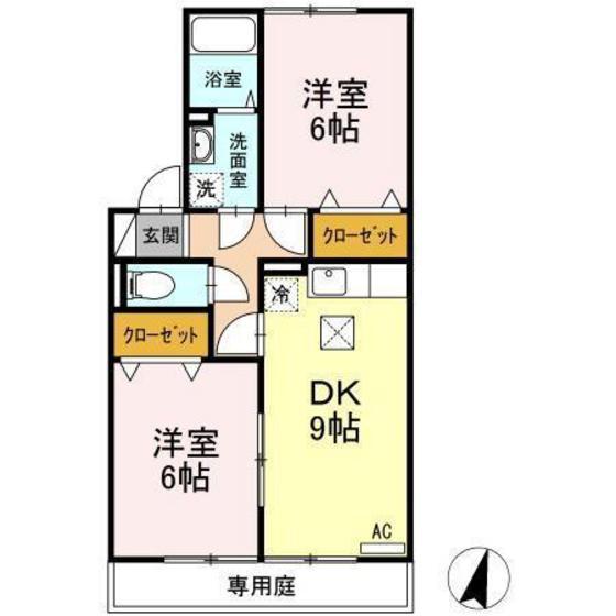 リヴェールアン(2DK/1階)の間取り写真
