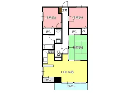 グランコート21(3LDK/4階)の間取り写真