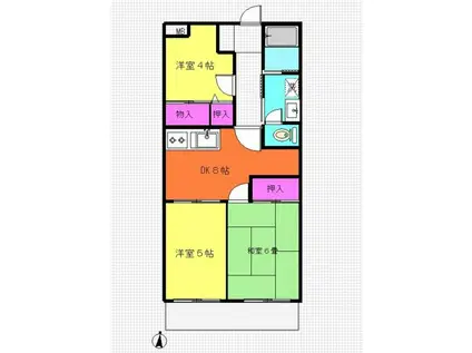 ヨビケンビル(3DK/2階)の間取り写真