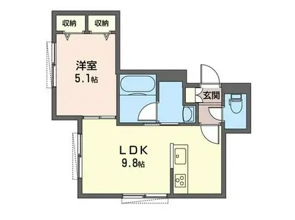 グレイスアウル下北沢(1LDK/1階)の間取り写真