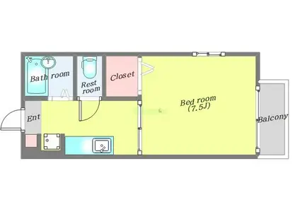 エクセルコートK(1K/2階)の間取り写真