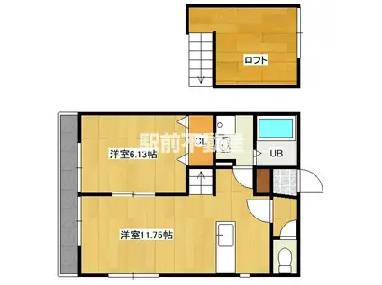 マリアージュ西牟田B(1LDK/2階)の間取り写真