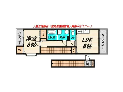 スズビル新森(1LDK/3階)の間取り写真
