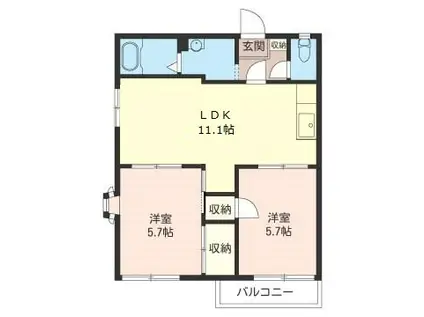 ハイツグレープA(2LDK/2階)の間取り写真