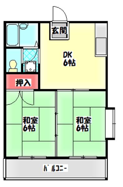 レジデンス澤井(2DK/2階)の間取り写真