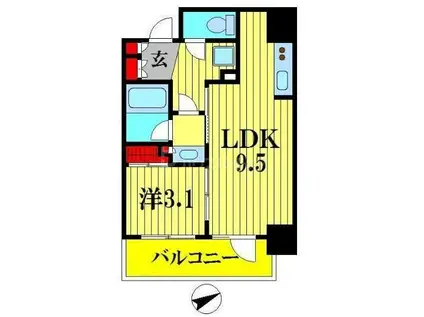 パークアクシス本所吾妻橋(1LDK/9階)の間取り写真