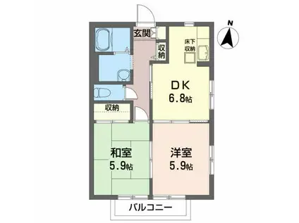 ディアスふるかわ(2DK/1階)の間取り写真