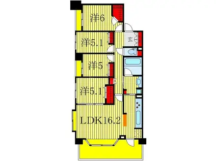 アンビシャス南柏(4LDK/1階)の間取り写真