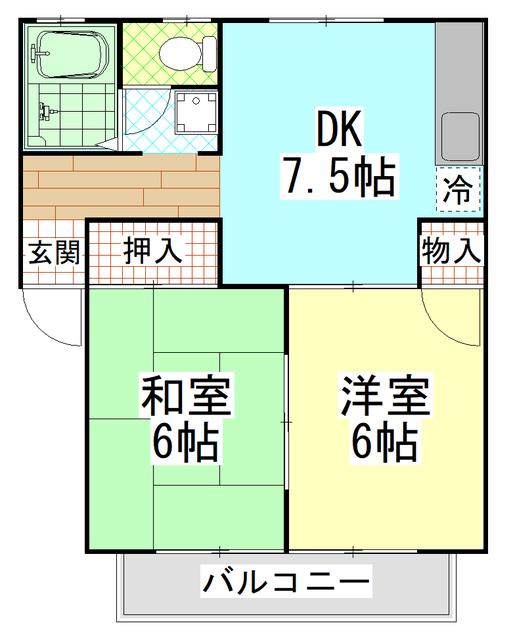 カナロア(2DK/1階)の間取り写真