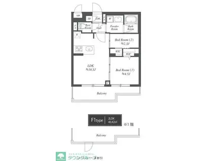 ブランシエスタ用賀(2LDK/4階)の間取り写真