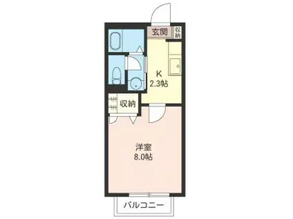 パークスクエア(1K/2階)の間取り写真