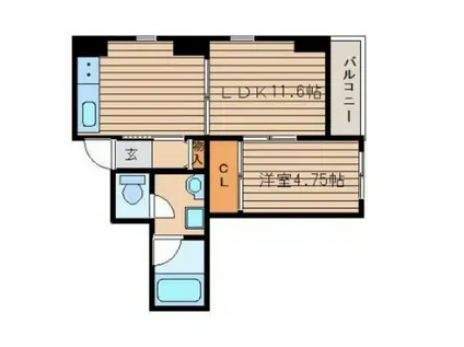 カラーズガーデン榴岡II(1LDK/3階)の間取り写真